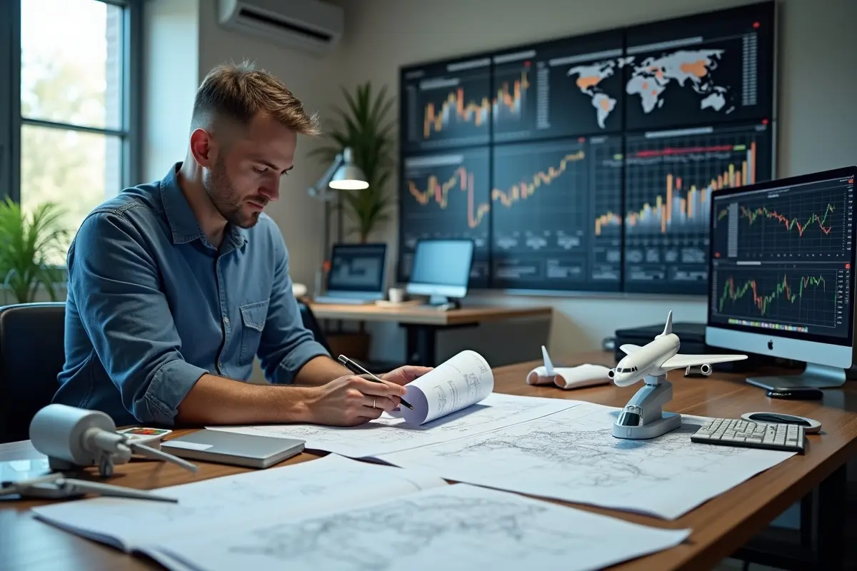 engineer studying aerospace industry fundamentals and global market structure