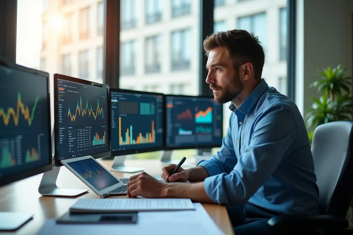 financial analyst practicing new techniques to strengthen analytical career skills