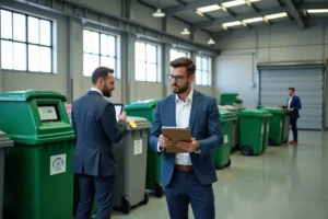 business owner managing waste efficiently to improve daily operational sustainability
