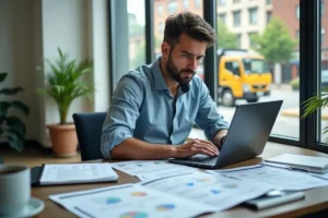 entrepreneur researching requirements to start successful waste removal business