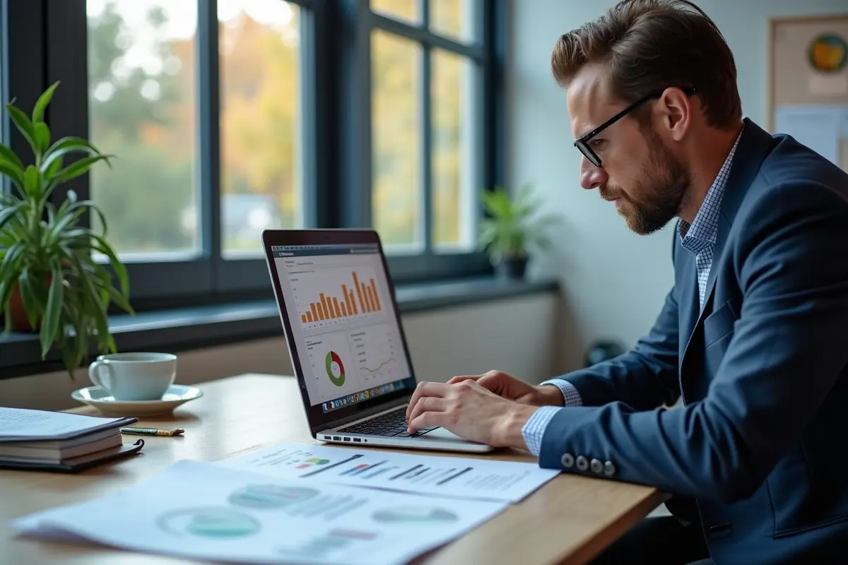 business owner optimizing website to improve search rankings and visibility