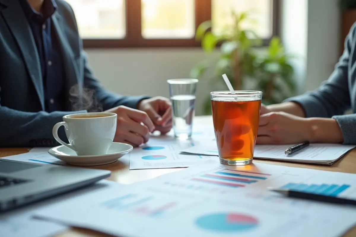 worker comparing how different beverages influence daily work productivity