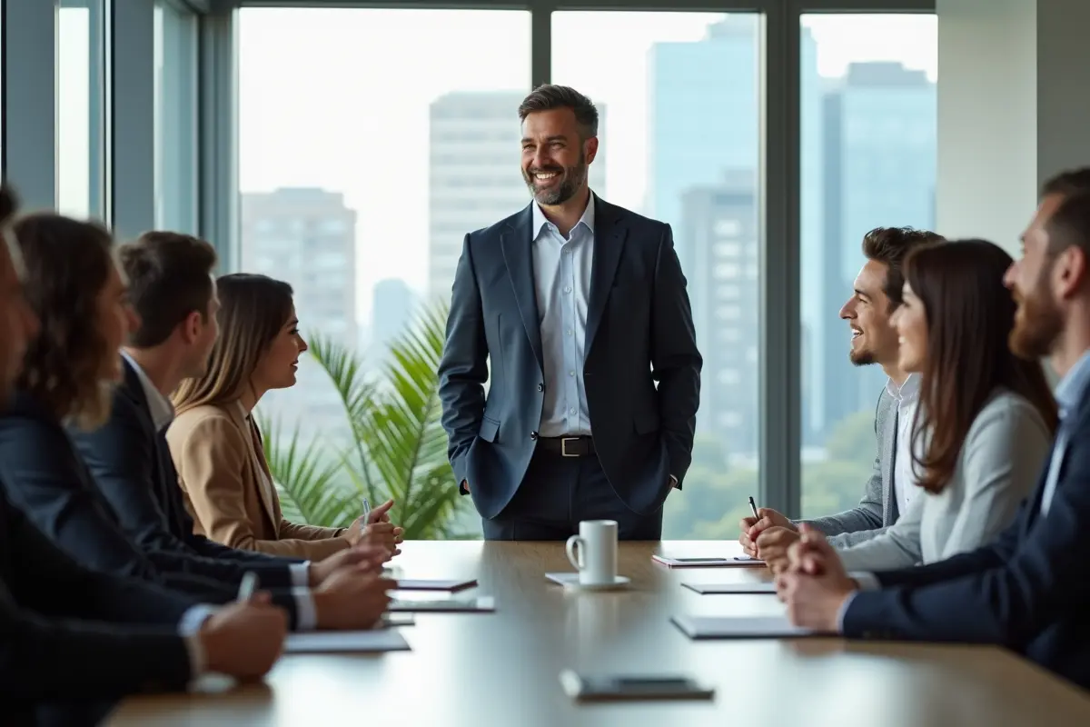 successful business owner delegating tasks to trusted team