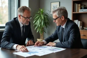 client consulting lawyer about financial recovery options