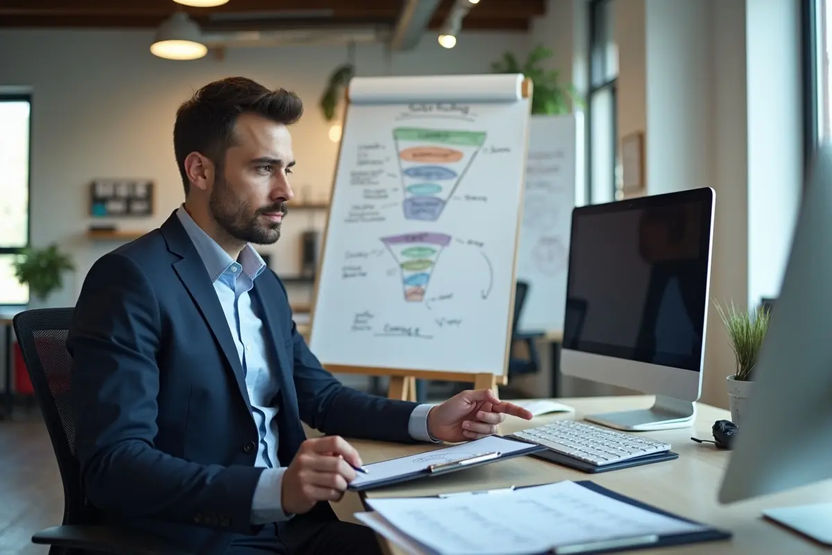 marketer converting offline engagement into digital sales funnel