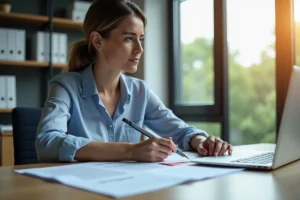 business owner reviewing essential business insurance coverage and policies