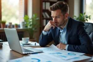 business owner reviewing financial documents to protect assets during life changes