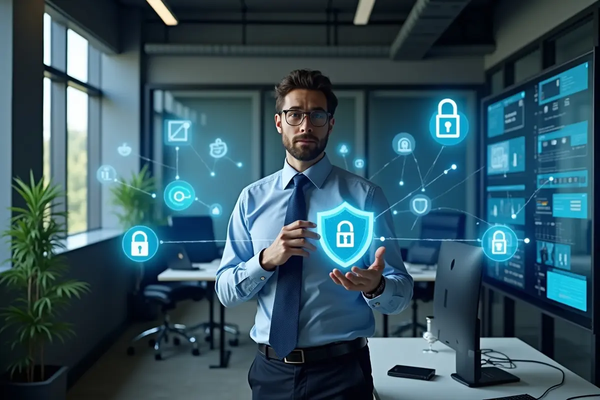 business owner protecting digital assets with modern cybersecurity practices
