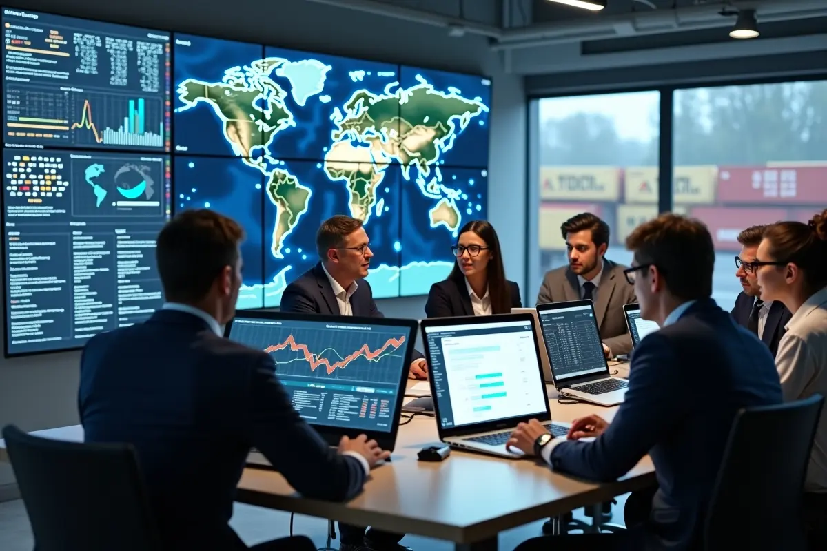 logistics team using artificial intelligence to strengthen supply chain security