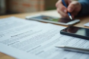 property buyer reviewing documents to prevent fraud during real estate transactions